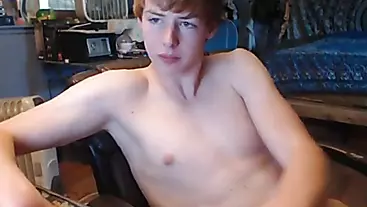 Nice 18yo blond twink big cock jerks on chat