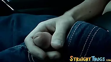 Skinny straight thug jerks off in the car and at his home