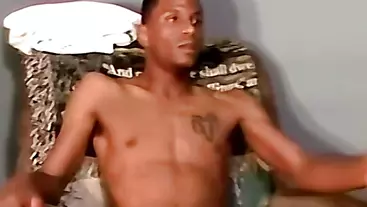 Black amateur jerks off and receives blowjob from mature man