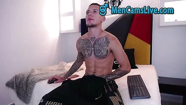 well hung tattoo hot wank Part 2 doing a Cam Show