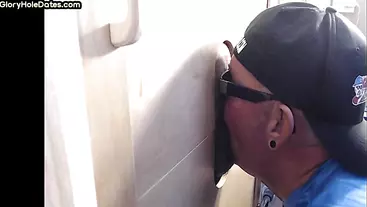 Mature gaydaddy eats gloryhole cum after amateur BJ