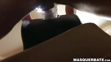 Handsome masked muscular gay fucks a fleshlight