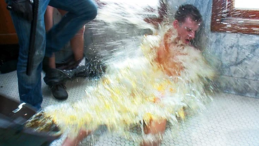 Bucket of PISS thrown over annihilated police man