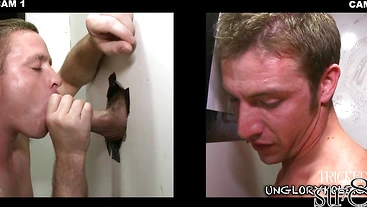 Real str8 stud tricked for gloryhole BJ by cockhungry gay