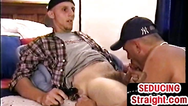 Smallcock vintage str8 enjoys getting his 1st time gay BJ