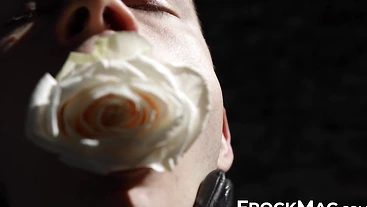 Dominant Bound Fly Boy strokes the white rose into the smooth skin and dick of restrain David