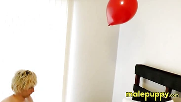 Elix Ataxx rubs the balloon over his body while rubbing dick around his playmates