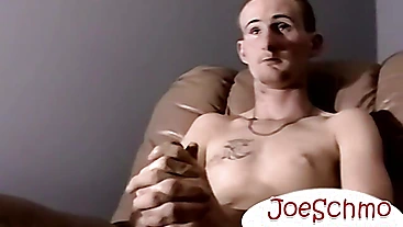 Straight boy jacks off his big hard cock