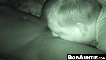 BobAuntie.com - Unseen gay cock sucked off in night vision blowjob