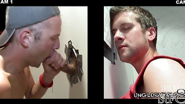 Naive st8 tricked into gloryhole blowjob from gay dude