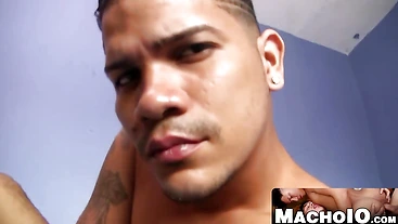 MachoIO.com - Latino Chuy lays down and strokes his big dick until he cums