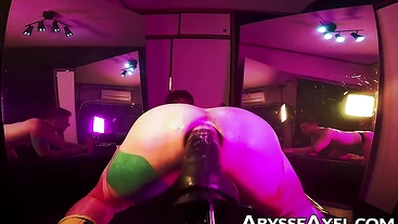 Round ass Axel -Censored- bent over for a sweaty anal banging session with a fucking machine