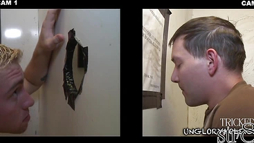 Eager gloryhole straight ends in gay lips