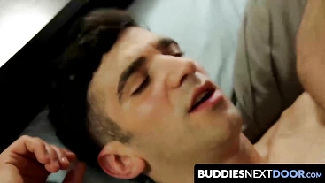 BuddiesNextDoor.com - Andy chokes on Darin's cock and fingers his tight asshole