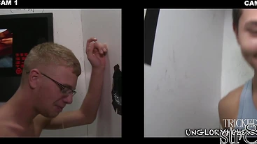 Gloryhole tricked amateur cocksucked by spex gay