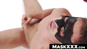 MaskXXX.com - Handsome dick rider's giant dick grab and masturbation