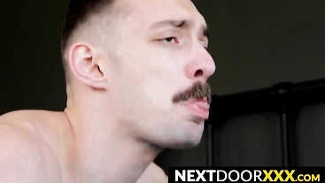 NextDoorXXX.com - Homosexual with mustaches receives raw cock in his hairy ass in a wild ride