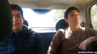 Dylan Segundo and Tonny Elliot share a hot cock ride in the backseat