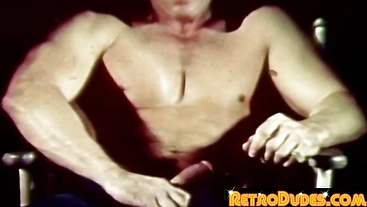 RetroDudes.com - Classic muscle gay studs wank their hairy cocks hardcore