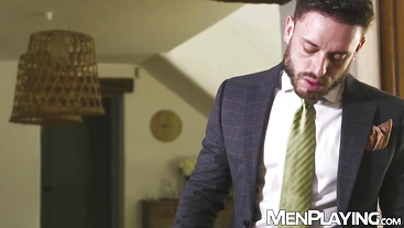 Suited hunks Manuel Reyes and Zac Johnson relentlessly breed