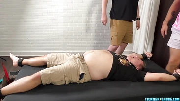 TicklishChub: Matt laughs hard while being tickled after losing a game with Achilles and Ryder