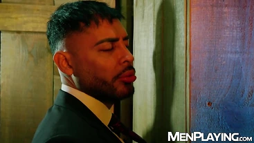 Latino hunks Luciano and Viktor Rom use a gloryhole for breeding