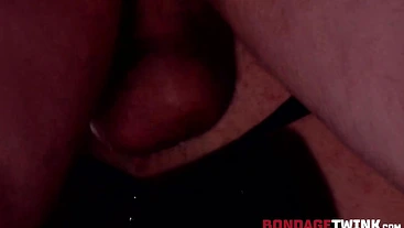 Dom top gay makes his tanned sub twink moan hard