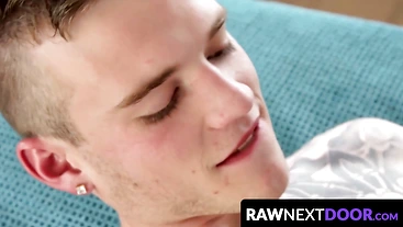 RawNextDoor.com - Young gay Scott Finn bounces on his jock lover Ryan Jordan's cock enjoying a handjob