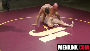 Ripped Mitch Vaughn takes down Beau Reed in naked wrestling