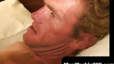 MenWorkinXXX.com - Mature dude strokes his massive cock while smoking a cigar and cums