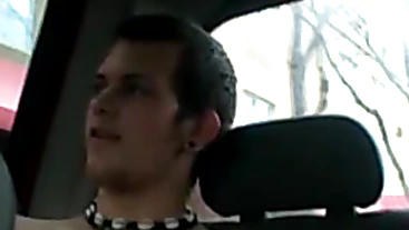 Hotties Judah and Lansing jerked off in the car in the middle of rush hour