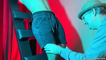 MyFriendsFeet: Bound Luca R laughs hard while being tickled by a horny daddy