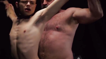 Buffy top ravages young sub's tight hole with monster cock