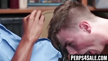 Black cop punishes twink thief with bareback breeding