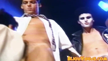 Classic handsome gay blowing cock and receiving it anally