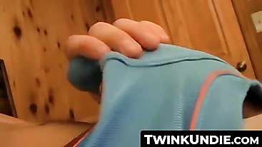 TwinkUndie.com - Adorable twink's massive dick solo wank and creamy cumshot