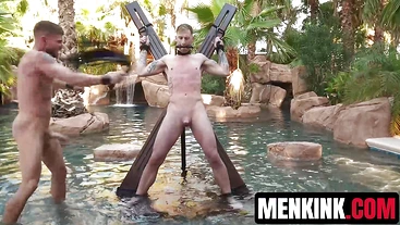 Dominant Colt Spence plows Josh Reaper in wild poolside BDSM session