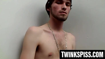 Dakota leaks precum as he jacks off his hard cock