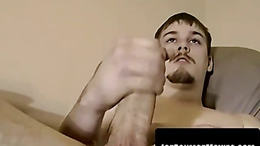 Tom swallows veiny monster after jerking his own raging boner