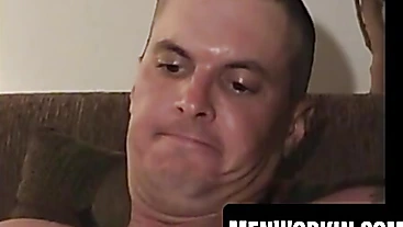Ugly soldier plays with his fat hairy prick solo