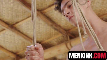 Benvis girthy cock intrudes the ass of the restrained bottom Max Adonis