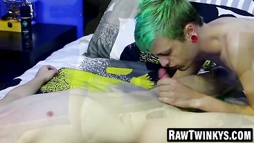RawTwinkys.com - Green haired twink's ass hole pounded and destroyed