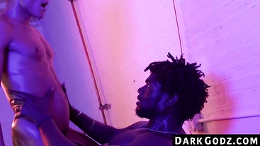 DarkGodz.com - Oiled-up gay stud Matie's ride on Black Devin Trez's massive cock