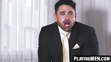 PlayingMen.com - Beau Butler's face sitting before Sir Peter's pounding