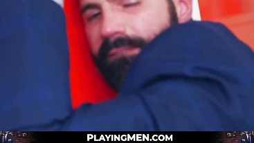 PlayingMen.com - Employee award for giving the sloppiest deepthroat blowjob