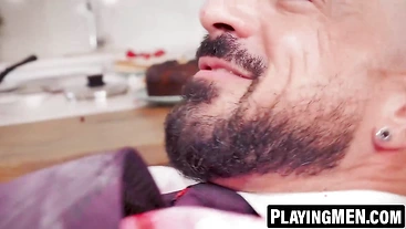 PlayingMen.com - Food fighting turns into erotic  gay ass fucking