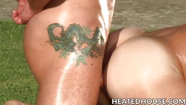 Landon Conrad rides Jimmy Durano under the sun at the resort pool