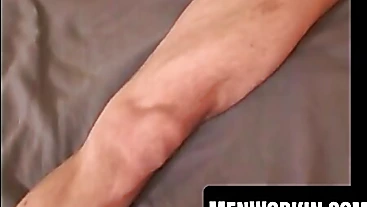 Rough silver fox strips nude and strokes his thick cock