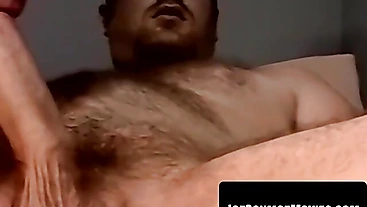 Two young amateurs wank as fat perv services cocks