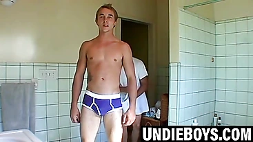 Austin Young strips down & cums hard in fresh underwear